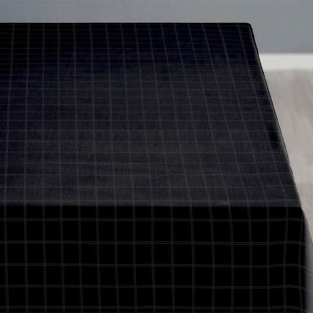 Södahl Clear Schwarz, klassische damastgewebte abwaschbare Tischdecke mit rutschfester Unterseite