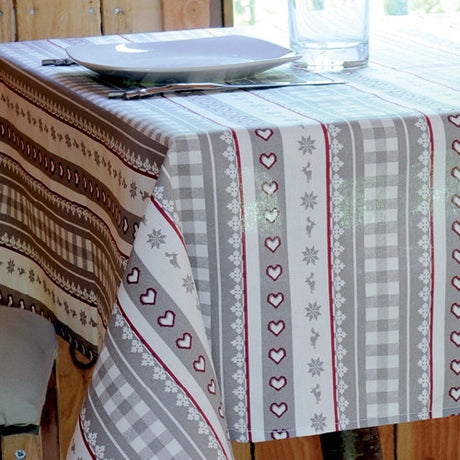 Abwaschbare Tischdecke mit Weihnachtsstreifen – 155 cm breit