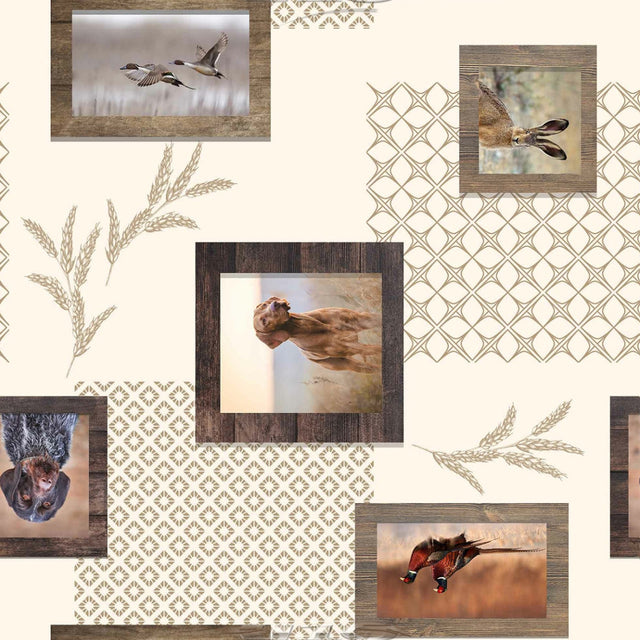 Colvert - Wachstuch Tischdecke mit Jagdmotiven, Stockenten, Jagdhunden, Hasen und Fasanen