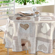 Cosy Coeur - Runde graue Wachstuch-Tischdecke mit Herzen, Ø 155 cm