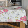 Crocus Rosa/Blau - Abwaschbare Tischdecke mit schönen Blumen - 100% Leinen
