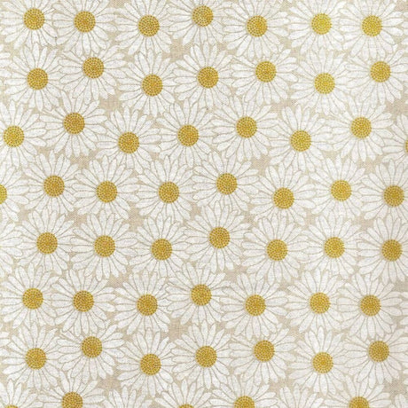 Daisy - Naturfarbene abwaschbare Tischdecke mit weißen Margeriten