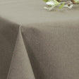 Einfarbige abwaschbare Tischdecke in hellem Taupe – rund mit elastischem Rand