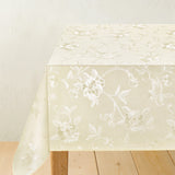 Damast Blumenranken Creme - Wachstuch Tischdecke mit Blumen