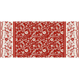 Daphne Rot – Wachstuch Tischdecke mit Blumen, Beeren und Vögeln