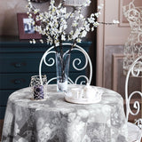 Dalington Grau. Wachstuch Tischdecke mit Rosen in elegantem, leicht geprägtem Muster