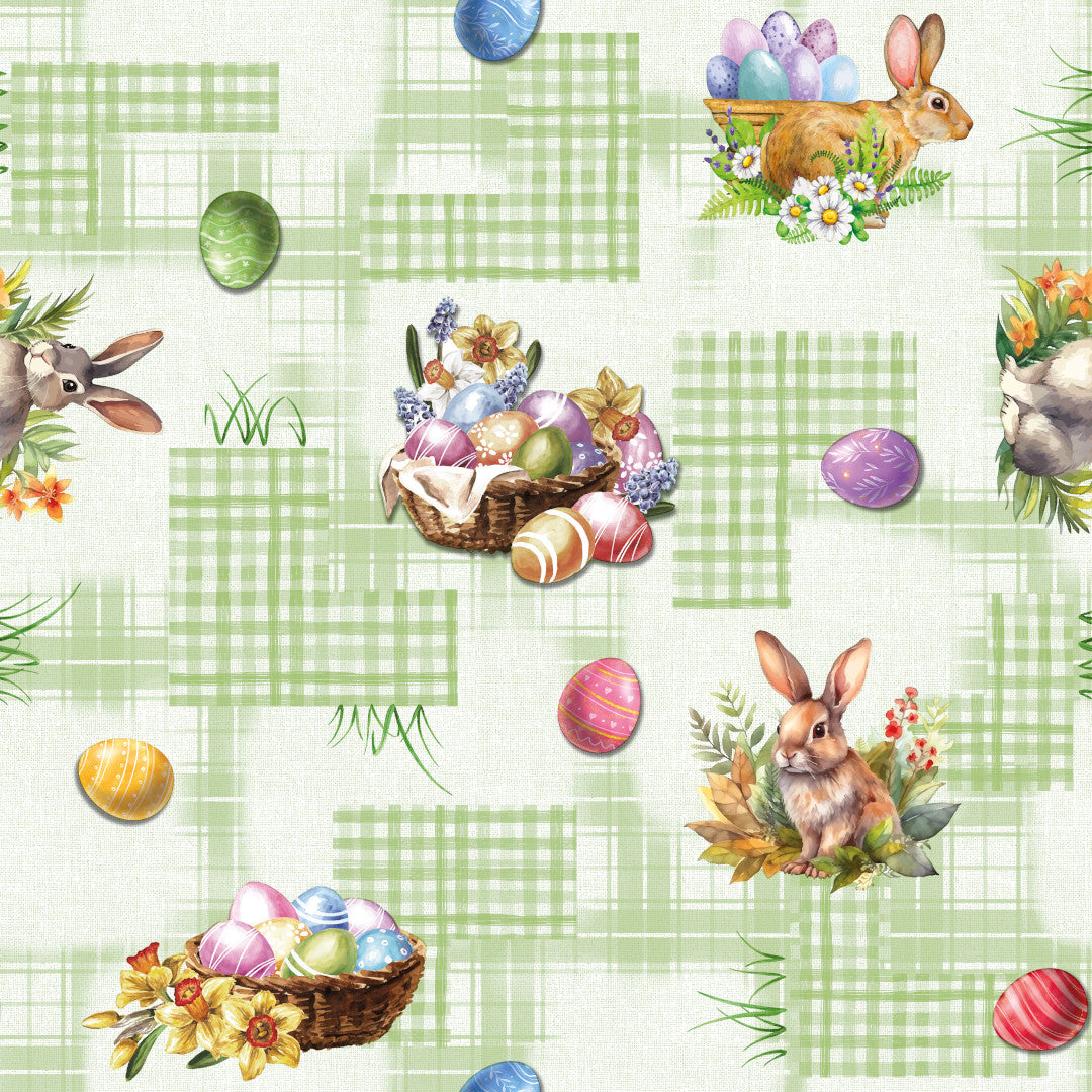 Der fröhliche Osterhase – schöne Wachstuch Tischdecke für Ostern