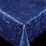 Diamond Blau – PVC-freie Wachstuch Tischdecke mit Prägemuster