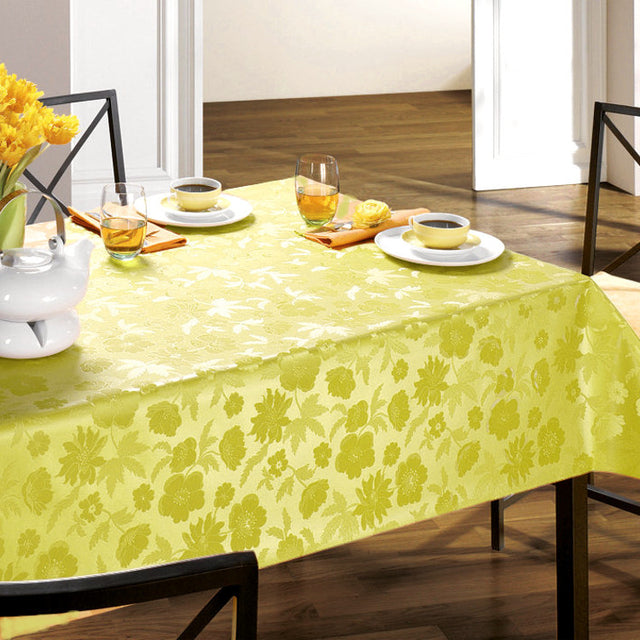 Damastgeprägte Wachstuch Tischdecke Diamond Grün, 140 cm breit