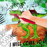 Dino, Wachstuch Tischdecke zum Ausmalen, 140 cm breit