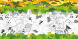 Wachstuch Tischdecke mit Dinosaurier, zum Ausmalen mit Whiteboard-Markern