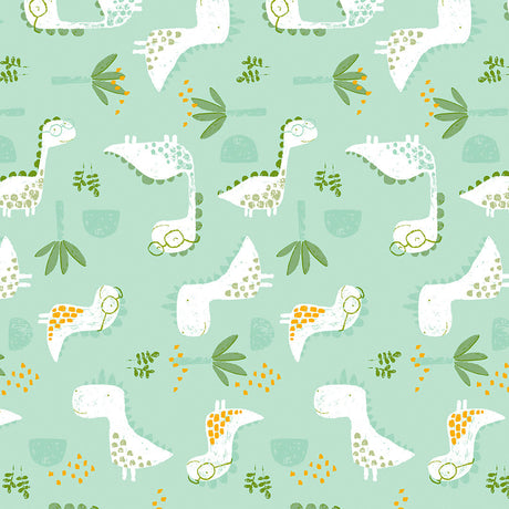 Dinocroc Hellblau - Captain Cook Wachstuch Tischdecke mit lustigen Dinosauriern