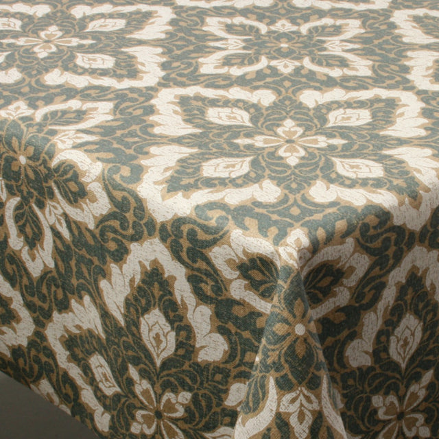 Domaine Blau – schöne Leinen Tischdecke mit Blumenmandalas – 100% Leinen