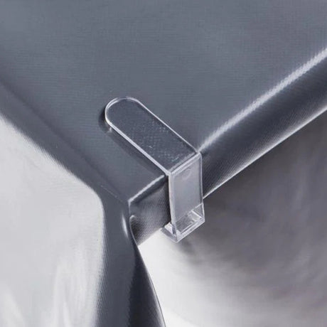 Tischdeckenklammern aus transparentem Kunststoff mit Metallfeder – für Tischkanten bis 2,5 cm – 4er-Set