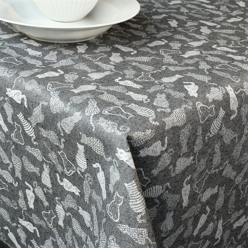 Dumond Anthrazit - Jacquardgewebte abwaschbare Tischdecke, 160 cm breit