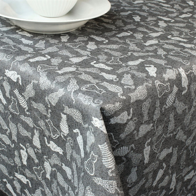 Dumond Anthrazit - Jacquardgewebte abwaschbare Tischdecke, 160 cm breit
