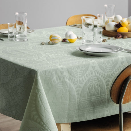 Easter Hellgrün Damast Tischdecke, schöne Ostertischdecke von Juna - 150 cm x 220 cm