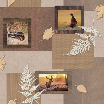 Herbst in der Natur – Wachstuch Tischdecke mit schönen Jagd- und Tiermotiven