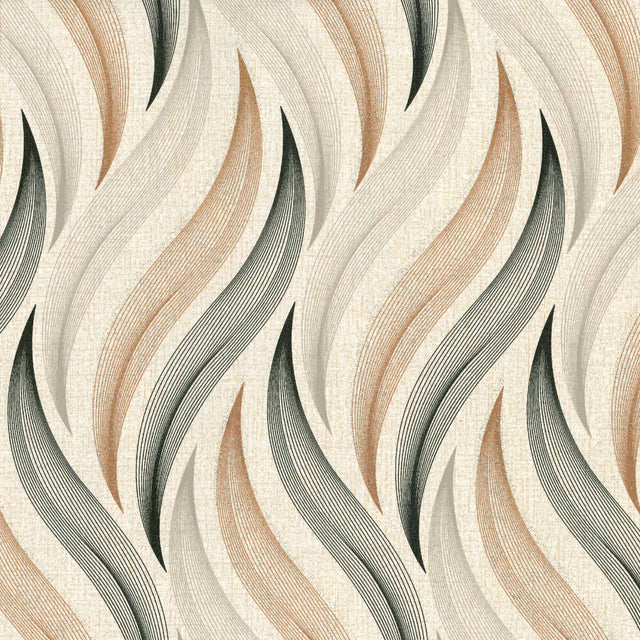 Nahaufnahme der Elegant Flow Wachstuch Tischdecke mit Wellen