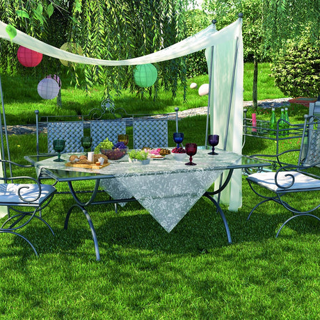 Emma, Tischfolie transparent mit weißen Blumen