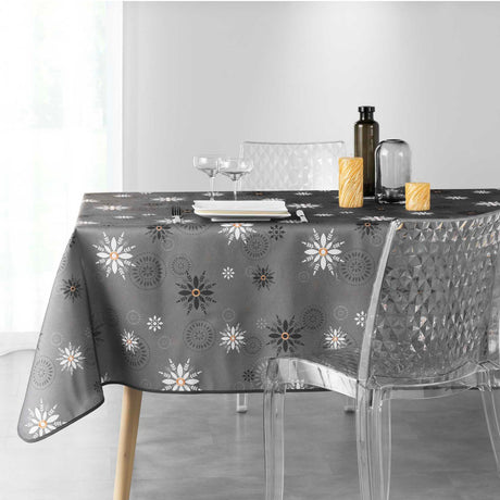 Enchante Anthrazit - fleckabweisende Weihnachtstischdecke, 150 x 300 cm