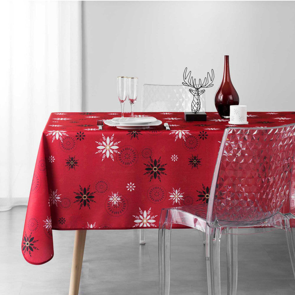 Enchante Rot - Fleckabweisende Weihnachtstischdecke, 150 x 240 cm