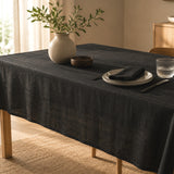 Einfarbige abwaschbare Tischdecke aus 100 % Leinen - 140 cm breit - Schwarz