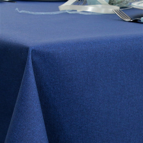 Einfarbige abwaschbare Tischdecke in Blau – rund mit Gummirand