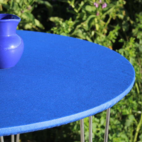 Einfarbige abwaschbare Tischdecke in Blau – rund mit Gummirand – für Tische Ø 60–170 cm