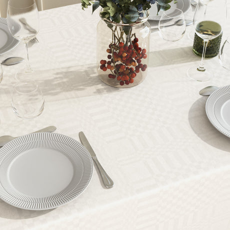 Estratela Offwhite Karo - abwaschbare Tischdecke für eine schöne Tischdekoration