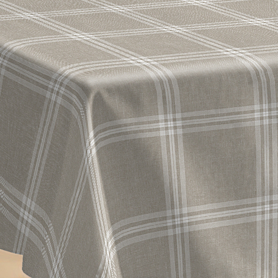Fade Taupe - Wachstuch Tischdecke mit Karomuster in schöner Leinenoptik, Ecke