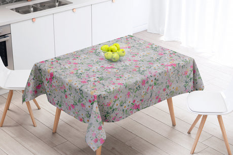 Faustine Rosa – schöne Leinen Tischdecke mit Blumen – 100% Leinen