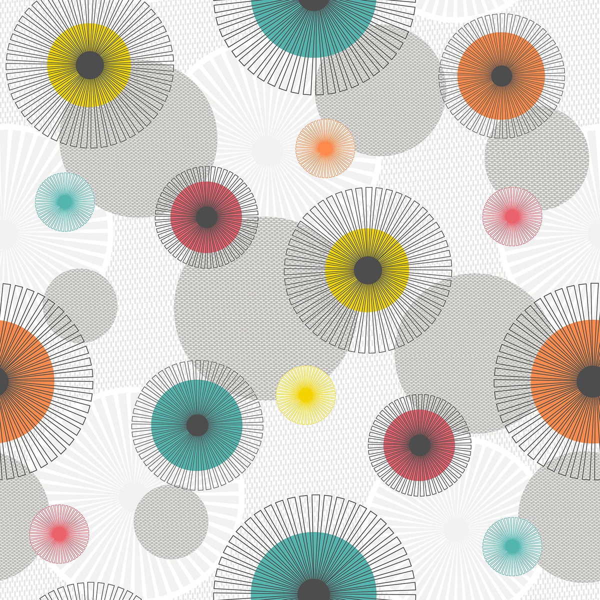 Feria - Runde Wachstuch-Tischdecke mit grafischem Retrolook Ø 155 cm, Muster