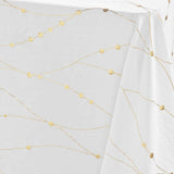Firmament Metallic Print Weiß/Gold – Weiße Neujahrs-/Weihnachtstischdecke mit Golddruck, 140 x 240 cm, Muster