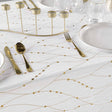 Firmament Metallic Print Weiß/Gold – Weiße Neujahrs-/Weihnachtstischdecke mit Golddruck, 140 x 240 cm, Nahaufnahme