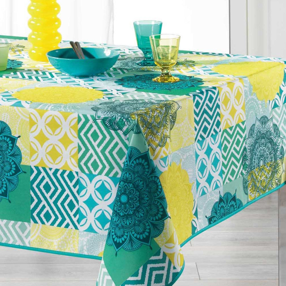 Flamenco Blau, fleckabweisende Tischdecke - 150 x 240 cm