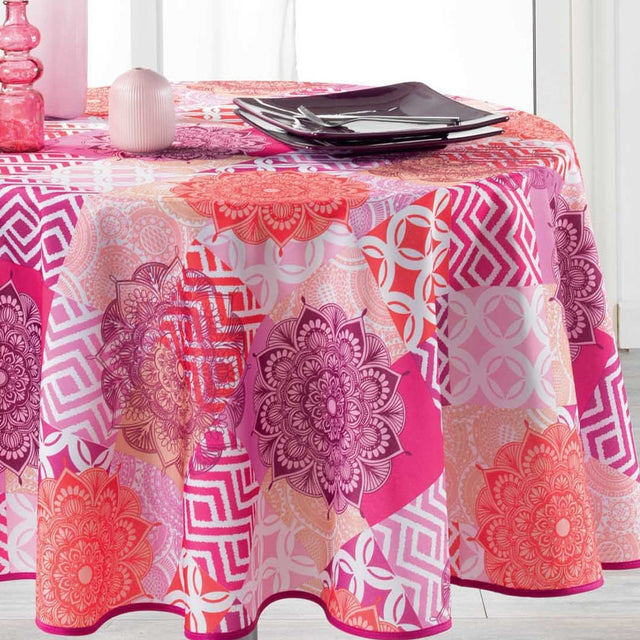 Flamenco Rosa Ø 180 cm, runde fleckabweisende Tischdecke