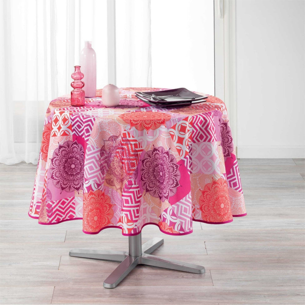 Flamenco Rosa Ø 180 cm, runde fleckabweisende Tischdecke