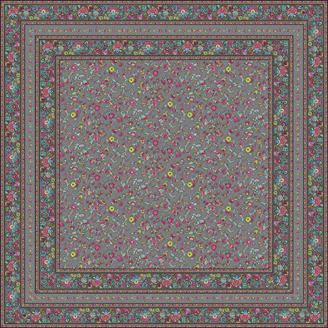 Fleurs Des Champs Anthrazit - Rechteckige Provence-Tischdecke 160 x 300 cm, Ambienteaufnahme