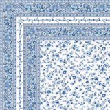 Fleurs Des Champs Blau/Weiß - Rechteckige Provence-Tischdecke 160 x 160 cm, Ecke