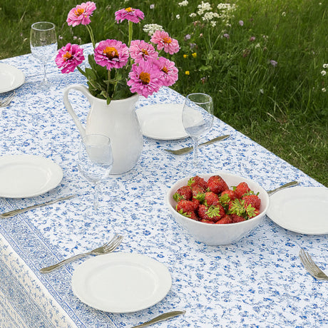 Fleurs Des Champs Blau/Weiß - Rechteckige Provence-Tischdecke 160 x 160 cm