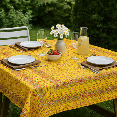 Fleurs Des Champs Gelb - Rechteckige Provence-Tischdecke 160 x 300 cm
