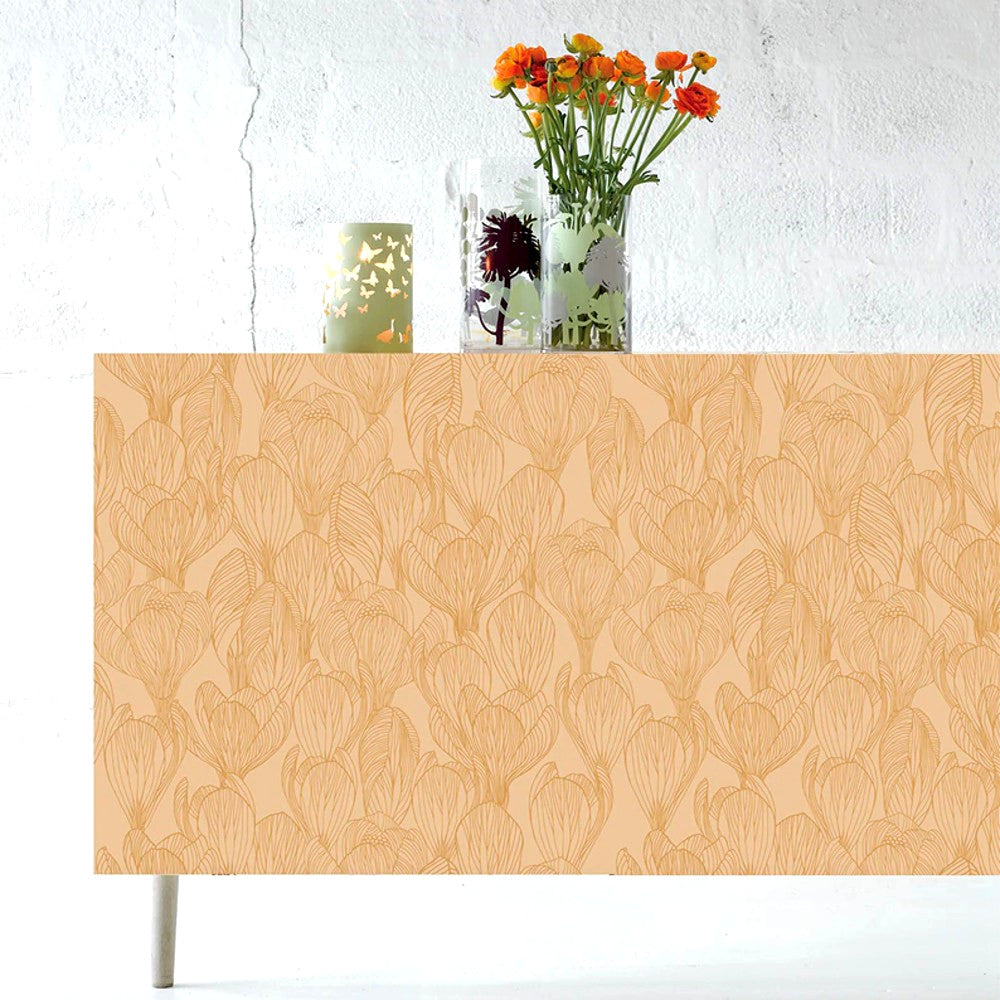 Flora Golden - Notes by Susanne Schjerning - abwaschbare Tischdecke mit rutschfester Unterseite
