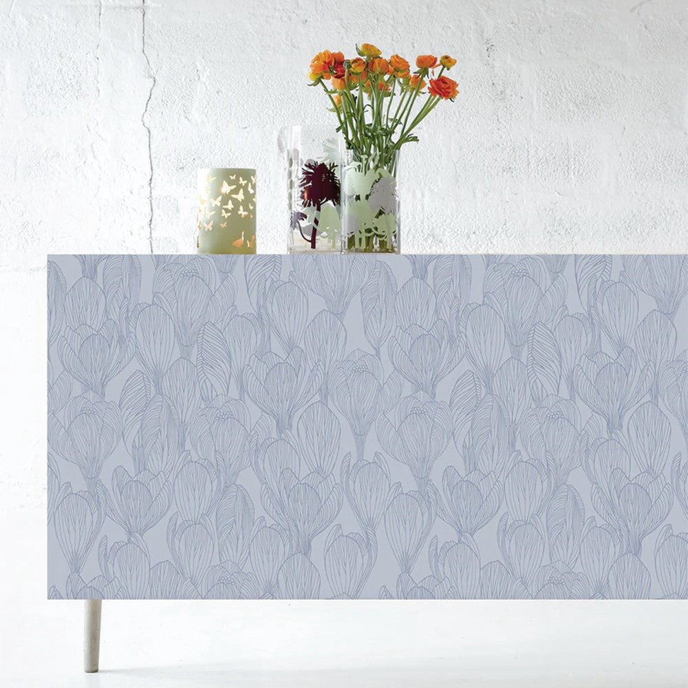 Flora Helikon Blau - Notes by Susanne Schjerning - Abwaschbare Tischdecke mit rutschfester Unterseite