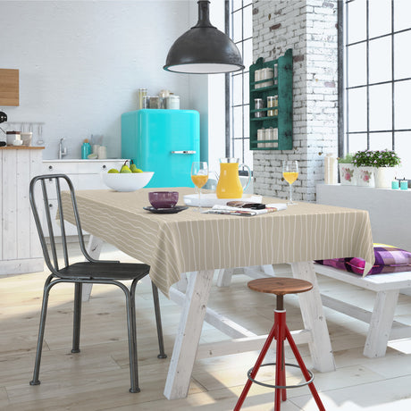 Fluvio Tan – Wachstuch Tischdecke mit natürlichen Wellen in elegantem Design, Ambiente