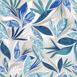 Nahaufnahme blauer Blätter auf der Funky Blue Jungle Tischdecke