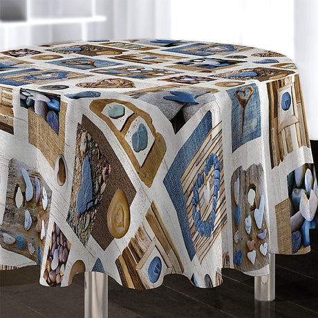 Garlet, runde Tischdecke Ø 180 mit Steinmotiven