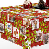 Weihnachten wie früher Rot - Wachstuch Tischdecke mit schönen nostalgischen Weihnachtsmotiven