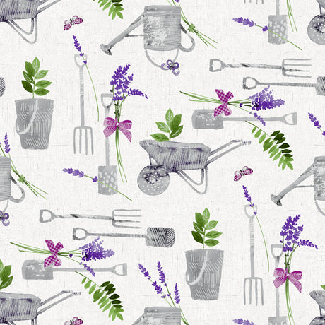 Garden Life Provence – Helle Wachstuch Tischdecke mit allem für den Garten