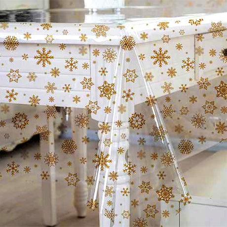 Tischfolie transparent mit Goldschnee